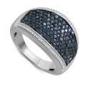 Blue Diamond (7/8 ct) & White Diamond (1/8 ct) Pavé Ring