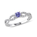 Tanzanite (1/6 ct) and Diamond (1/10 ct) Sterling Silver Ring