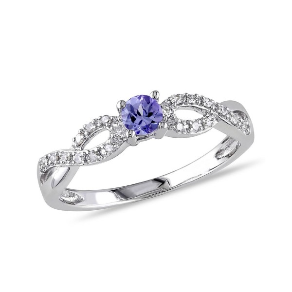 Tanzanite (1/6 ct) and Diamond (1/10 ct) Sterling Silver Ring