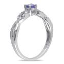 Tanzanite (1/6 ct) and Diamond (1/10 ct) Sterling Silver Ring