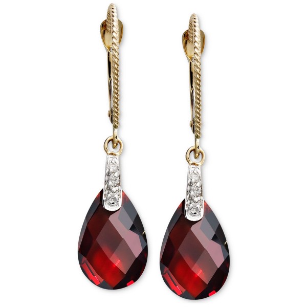 14k Gold Earrings, Garnet (7-1/5 ct) and Diamond Accent Drop