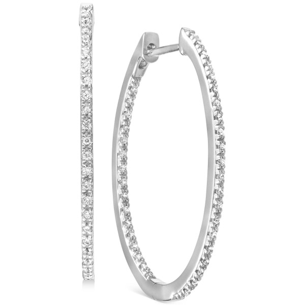 Skinny Hoop Earrings (1/4 ct) in 14k White Gold-Plated Sterling Silver