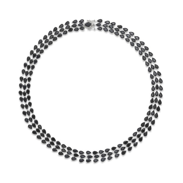 Black Sapphire Three-Row Necklace (97 ct)