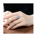 Exquisite Sterling Silver Rhodium-Plated Cubic Zirconia Cocktail Ring