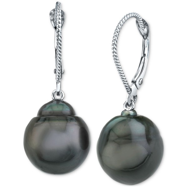 Tahitian Pearl (11mm) Drop Earrings In 14k White Gold