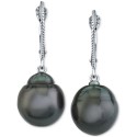 Tahitian Pearl (11mm) Drop Earrings In 14k White Gold