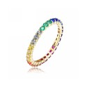 Sterling Silver 14K Gold Plating Cubic Zirconia Multicolored Eternity Ring