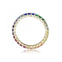 Sterling Silver 14K Gold Plating Cubic Zirconia Multicolored Eternity Ring