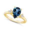 Topaz and Diamond Ring (2-1/2 ctt.w and 1/10 ctt.w) 14K Yellow Gold