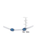 Sapphire and Cubic Zirconia Oval Adjustable Bracelet in Fine Silver Plate