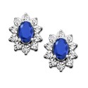 Sapphire (1-1/3 ct) and Diamond Accent Stud Earrings in 10k