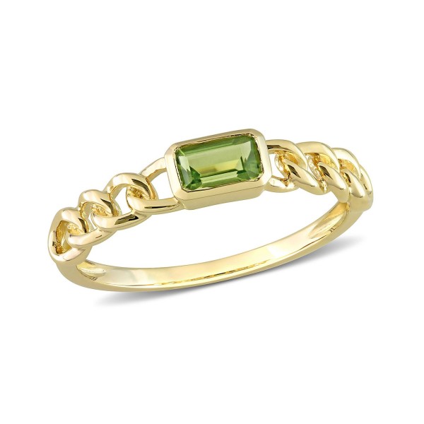 10K Yellow Gold Plated Peridot Link Ring