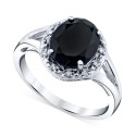 Onyx & Diamond (1/10 ct) Halo Ring