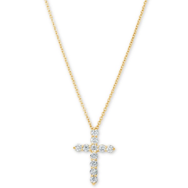 Diamond Cross Pendant Necklace (1/2 ct) in 14k Gold, 16