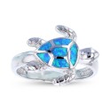 Opal Inlay Turtle Ring