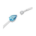 Sky Blue Topaz (2-3/4 ct) & White Sapphire (3/8 ct) Cuff Bangle Bracelet