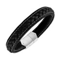 Woven Black Leather Bracelet