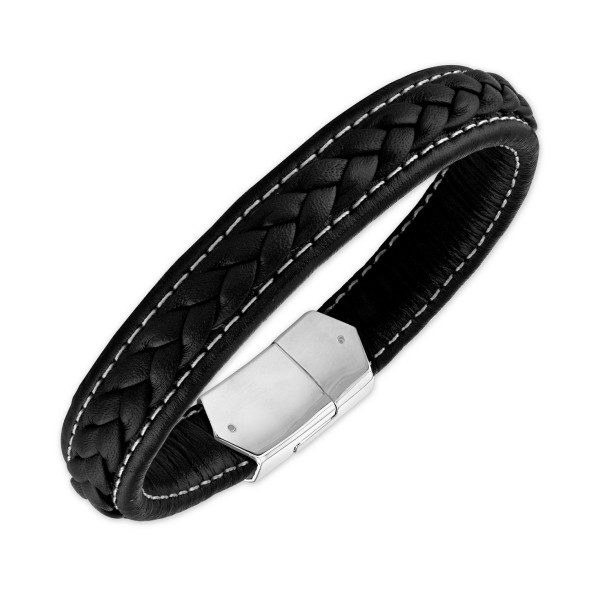 Woven Black Leather Bracelet