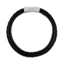 Woven Black Leather Bracelet