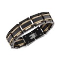 Two-Tone Square Link Bracelet in Black & Gold Ion-Plated Stainless Steel