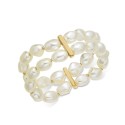 Gold-Tone Imitation Pearl Double-Row Stretch Bracelet