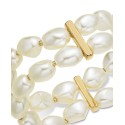 Gold-Tone Imitation Pearl Double-Row Stretch Bracelet