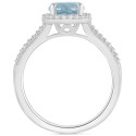 Aquamarine (1-1/4 ct) & Diamond (1/4 ct) Halo Split Shank Ring