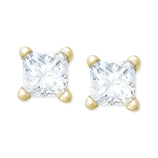 Princess-Cut Diamond Stud Earrings in 10k Yellow or White Gold (1/4 ct)