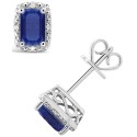 Sapphire (1-1/3 ct) and Diamond Accent Stud Earrings