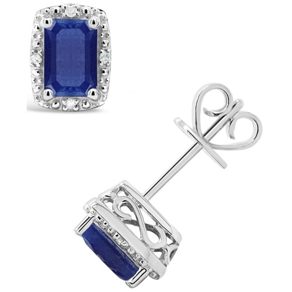 Sapphire (1-1/3 ct) and Diamond Accent Stud Earrings