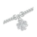 Bead Flower Charm Bracelet in Silver Plate