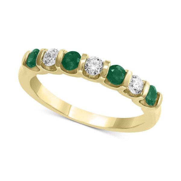 Emerald (3/8 ct) & Diamond (1/4 ct) Band in 14k Gold