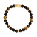 Multicolor Tiger Eye Beaded Stretch Bracelet in 14k Gold-Plated Sterling Silver