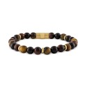 Multicolor Tiger Eye Beaded Stretch Bracelet in 14k Gold-Plated Sterling Silver