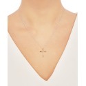 Diamond Accent Cross Pendant in 14k Yellow Gold over Sterling Silver