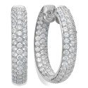 Sterling Silver Cubic Zirconia Pave Hoop Earrings (8-1/2 ct)