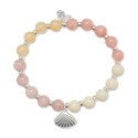 Silver-Tone Shell Charm Crystal Beaded Stretch Bracelet