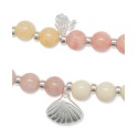 Silver-Tone Shell Charm Crystal Beaded Stretch Bracelet