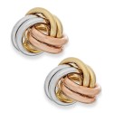 Tri-Tone Love Knot Stud Earrings in 10k Gold