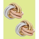 Tri-Tone Love Knot Stud Earrings in 10k Gold