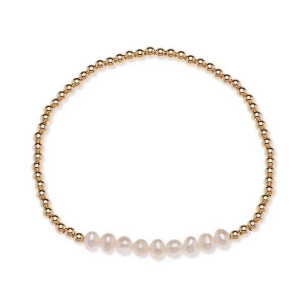 Polished Bead Stretch Bracelet in 18k Gold-Plated Sterling Silver