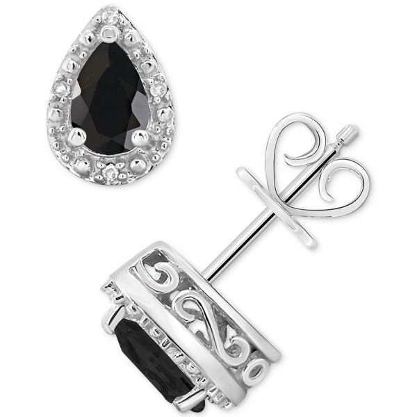 Onyx & Diamond Accent Pear Stud Earrings