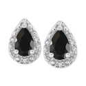 Onyx & Diamond Accent Pear Stud Earrings