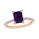 Amethyst (1-1/2 ctt.w.) and Diamond (1/10 ctt.w.) Ring in 10k Rose Gold