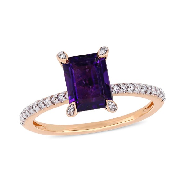 Amethyst (1-1/2 ctt.w.) and Diamond (1/10 ctt.w.) Ring in 10k Rose Gold