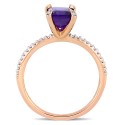 Amethyst (1-1/2 ctt.w.) and Diamond (1/10 ctt.w.) Ring in 10k Rose Gold