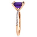 Amethyst (1-1/2 ctt.w.) and Diamond (1/10 ctt.w.) Ring in 10k Rose Gold