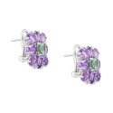 Pink Amethyst (6-3/8 ct) & Green Quartz (3-1/20 ct) Flower Stud Earrings