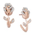 Diamond Rose Stud Earrings (1/10 ct) in Rose Gold-Plated Sterling Silver