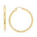 Textured Round Medium Hoop Earrings in 14k Gold, 40mm